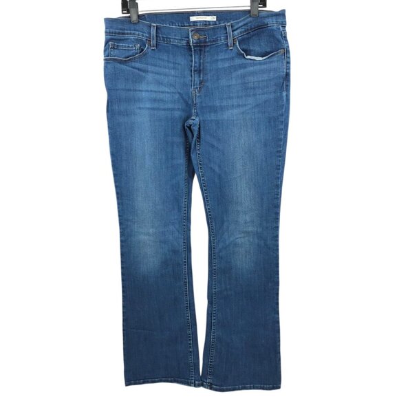 Levis 524 Bootcut Jeans Womens 32 Mid Rise Medium Wash Whiskered Denim - Picture 1 of 15